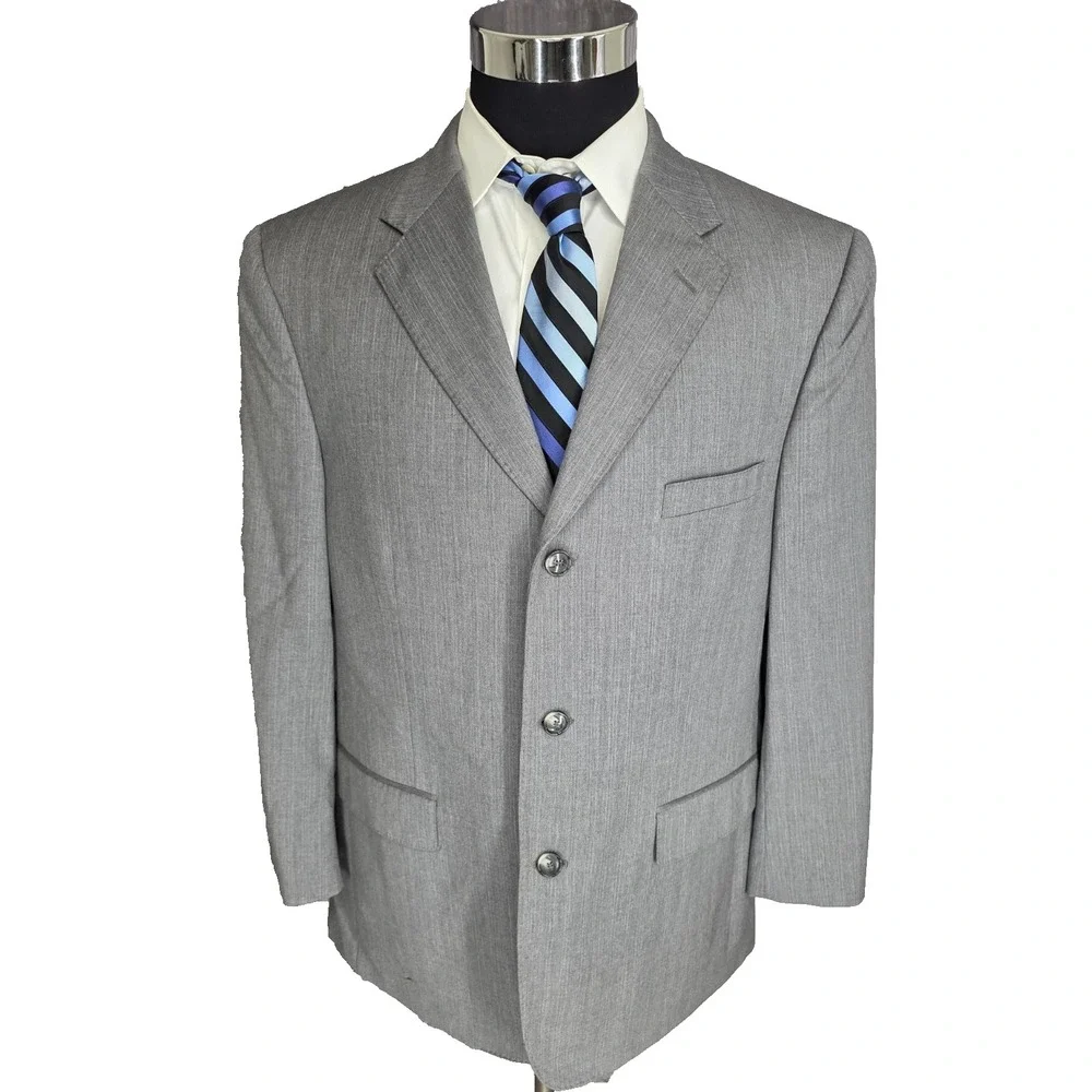 Pronto Uomo Blazer Mens 44R Gray‎ Super 120's Wool Sport Coat Jacket 3 Buttons